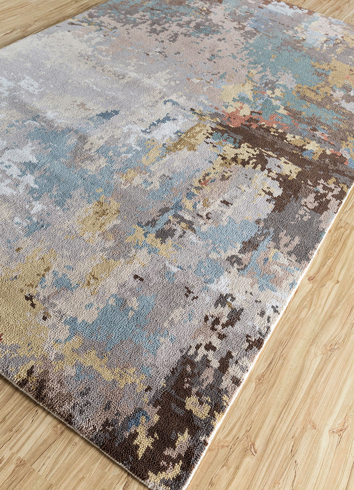 uvenuti grey and black polyester hand knotted Rug - FloorShot