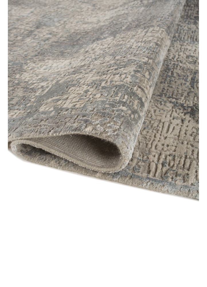 entropy ivory wool and bamboo silk hand knotted Rug - FloorShot