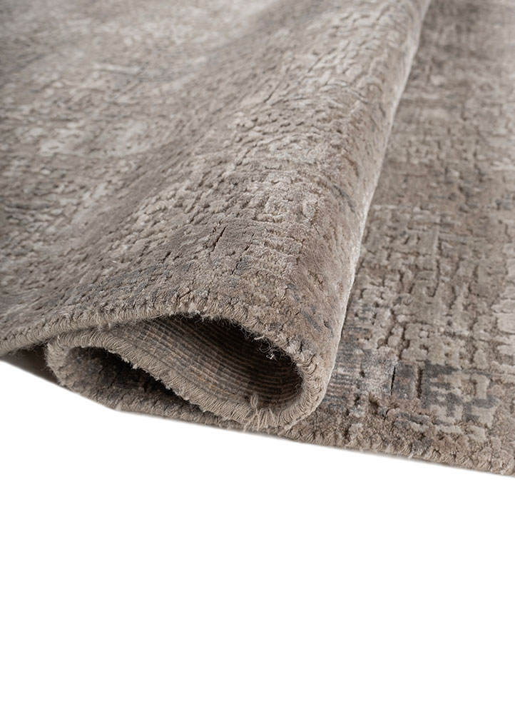 entropy grey and black wool and bamboo silk hand knotted Rug - FloorShot
