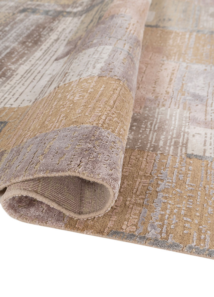 blythe beige and brown wool and bamboo silk hand knotted Rug - FloorShot