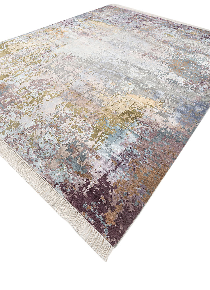 uvenuti pink and purple wool and bamboo silk hand knotted Rug - FloorShot