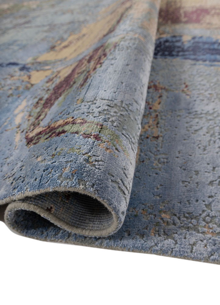 uvenuti blue wool and bamboo silk hand knotted Rug - FloorShot