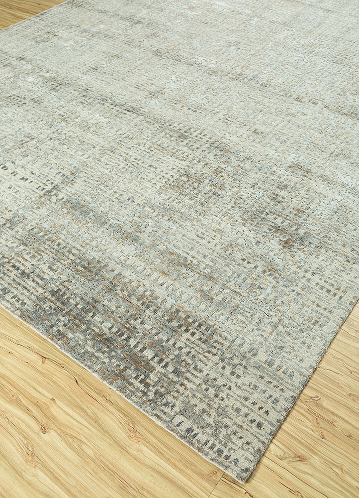 uvenuti beige and brown wool and bamboo silk hand knotted Rug - FloorShot