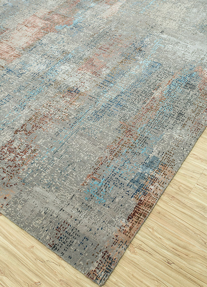 uvenuti grey and black wool and bamboo silk hand knotted Rug - FloorShot