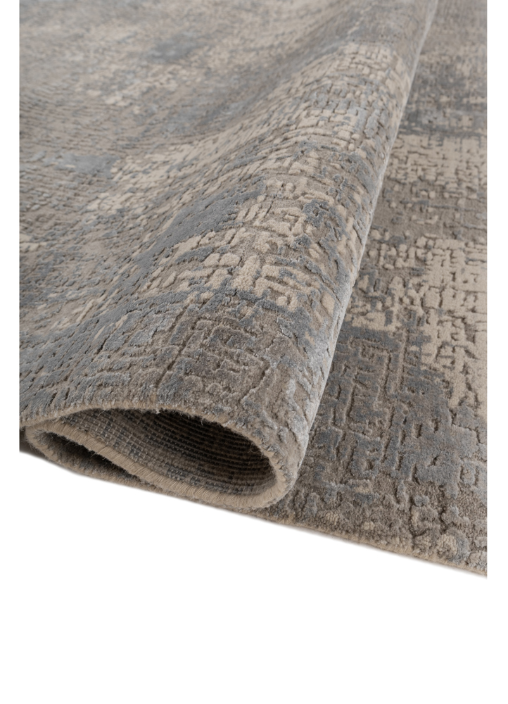 uvenuti grey and black wool and bamboo silk hand knotted Rug - FloorShot