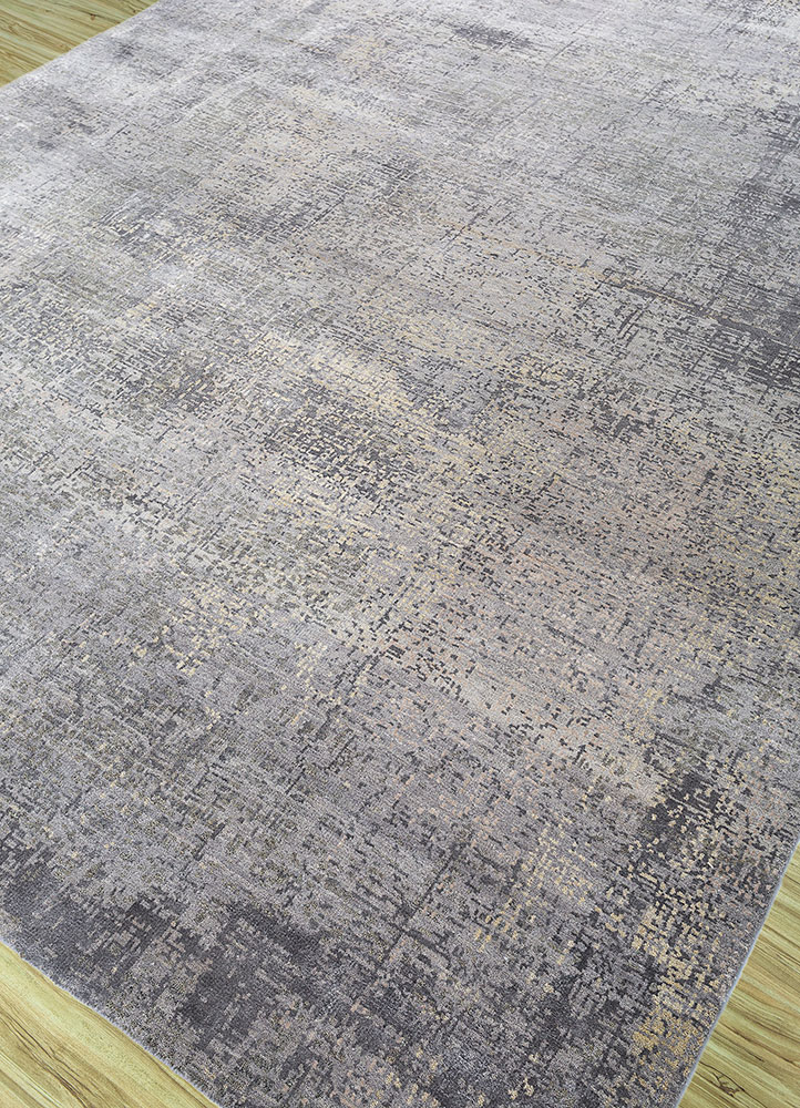 uvenuti grey and black wool and bamboo silk hand knotted Rug - FloorShot