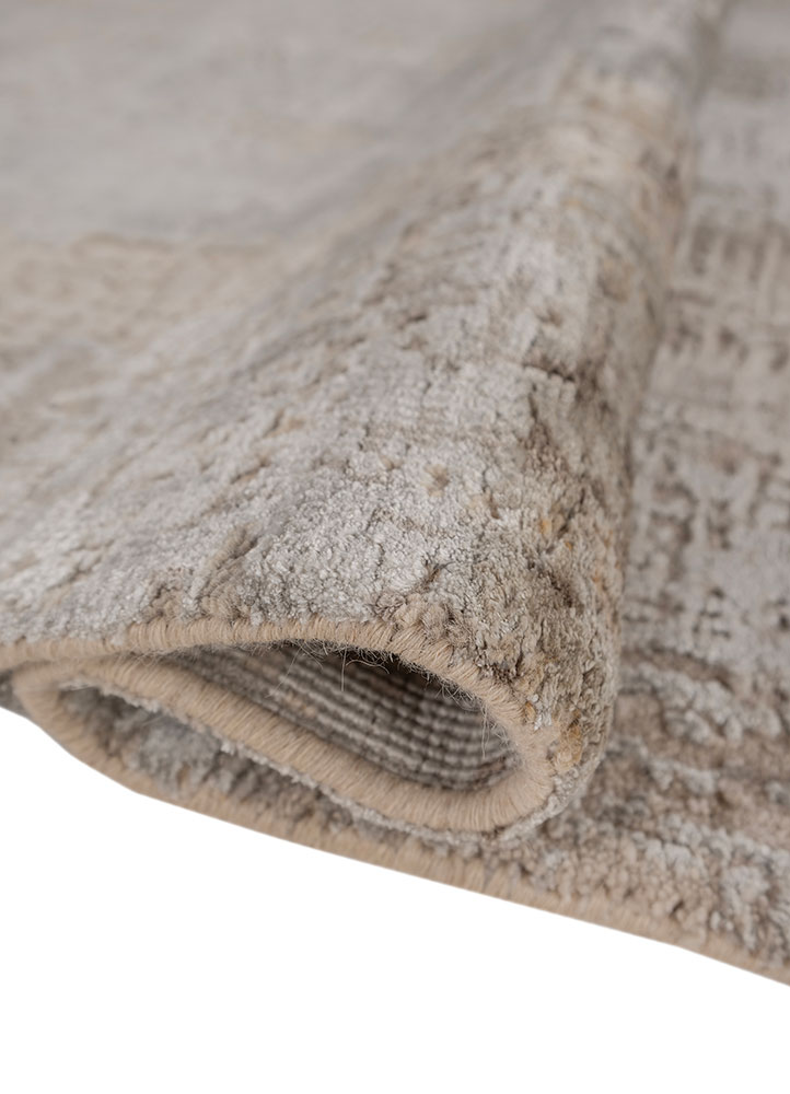entropy grey and black wool and bamboo silk hand knotted Rug - FloorShot