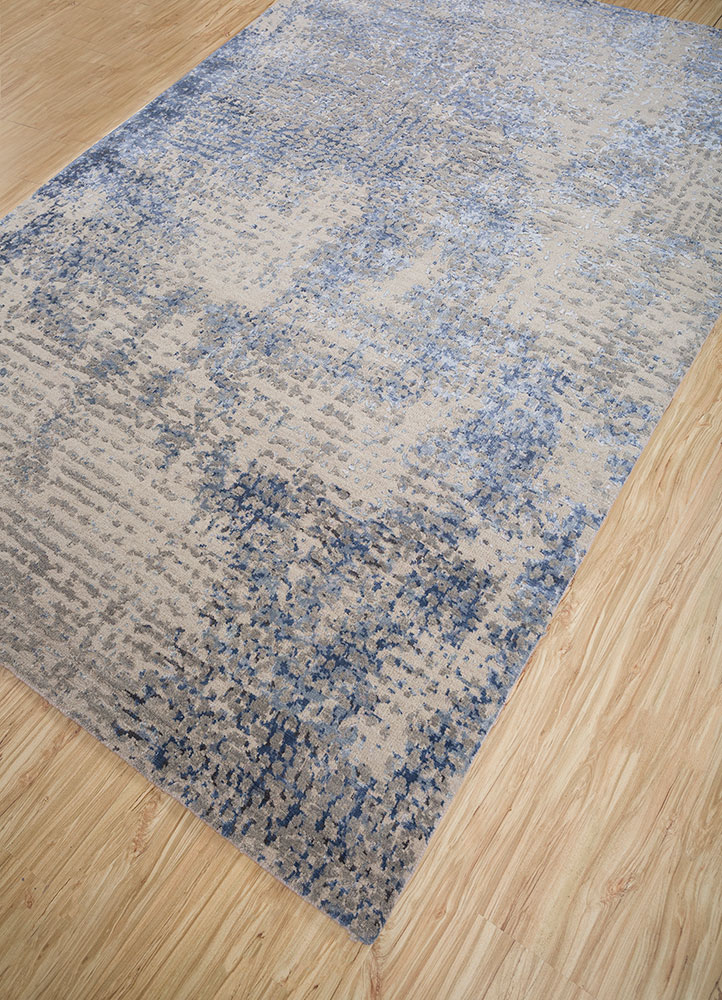 uvenuti blue wool and bamboo silk hand knotted Rug - FloorShot