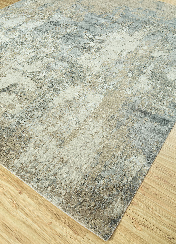 uvenuti beige and brown wool and bamboo silk hand knotted Rug - FloorShot