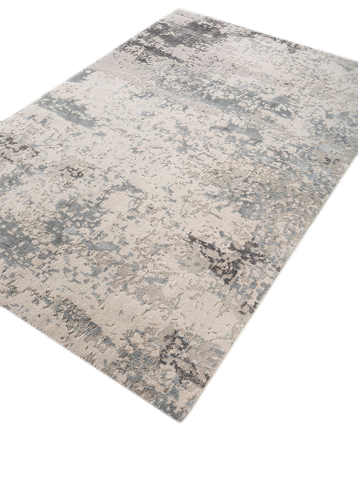 uvenuti grey and black wool and bamboo silk hand knotted Rug - FloorShot