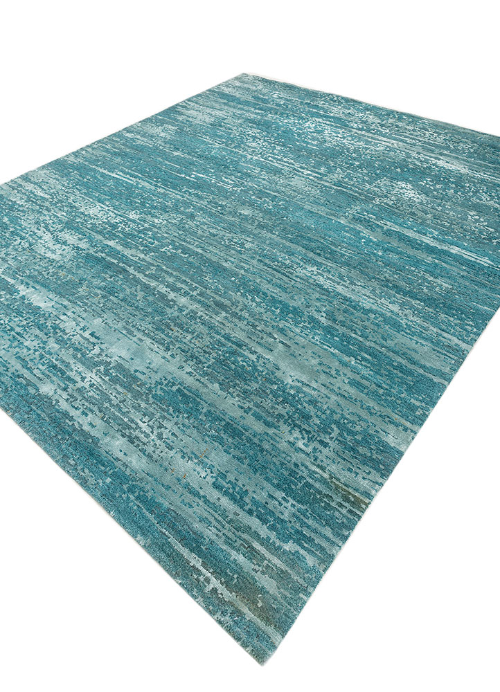uvenuti blue wool and bamboo silk hand knotted Rug - FloorShot