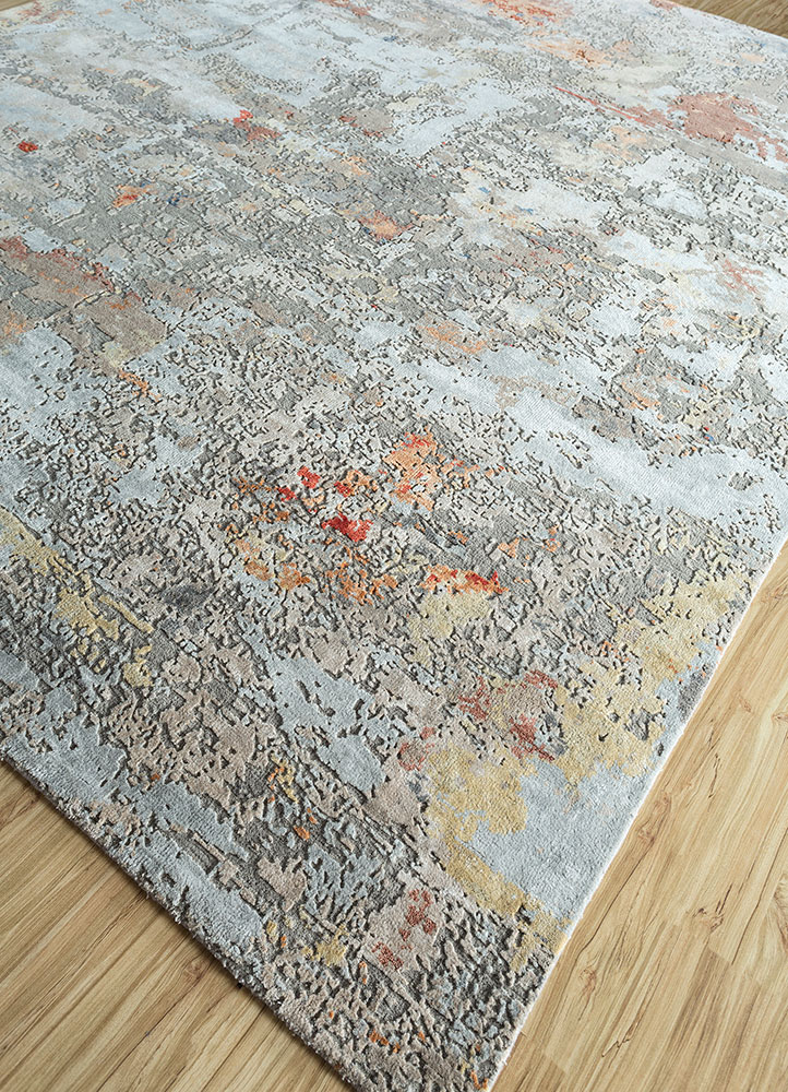 uvenuti blue wool and bamboo silk hand knotted Rug - FloorShot