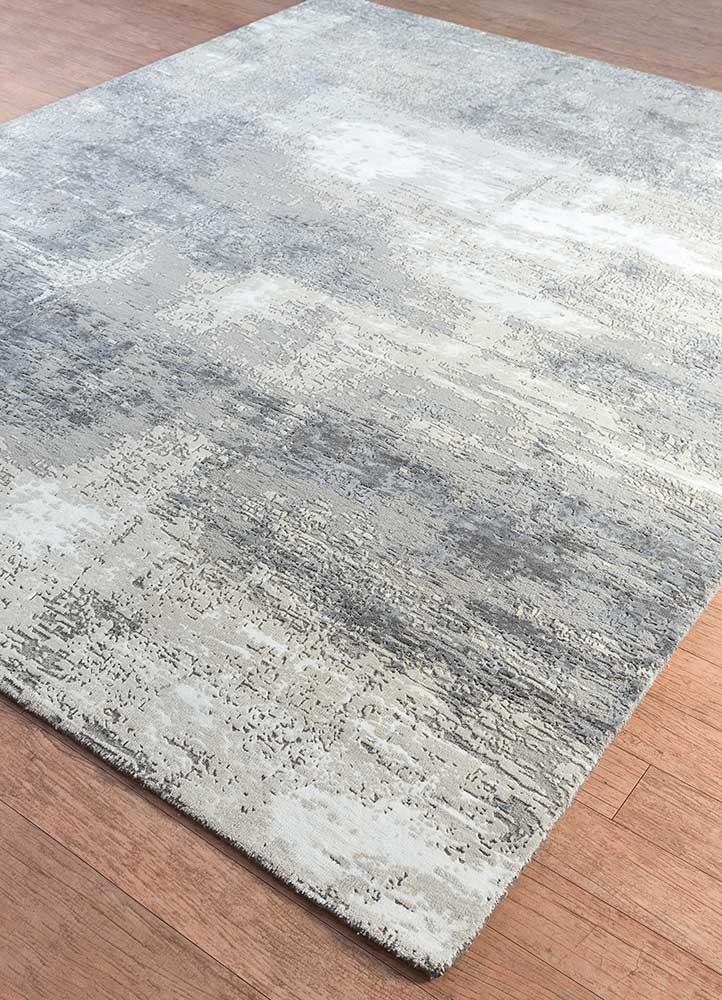 uvenuti grey and black wool and bamboo silk hand knotted Rug - FloorShot