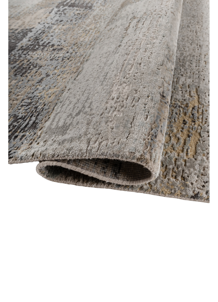 uvenuti grey and black wool and bamboo silk hand knotted Rug - FloorShot