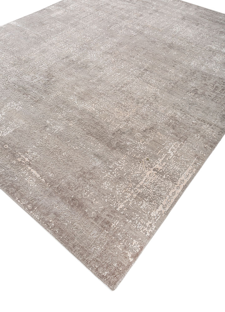 uvenuti grey and black wool and bamboo silk hand knotted Rug - FloorShot