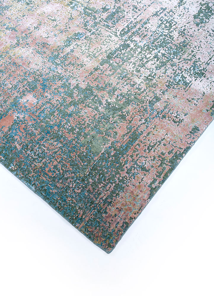 entropy red and orange wool and bamboo silk hand knotted Rug - FloorShot