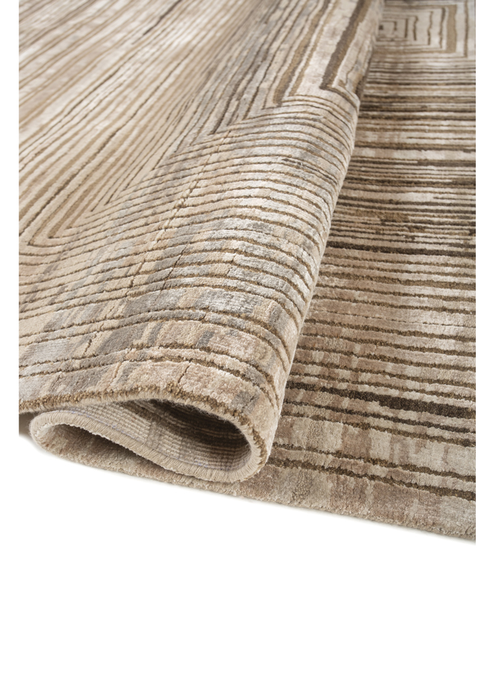 uvenuti beige and brown wool and bamboo silk hand knotted Rug - FloorShot
