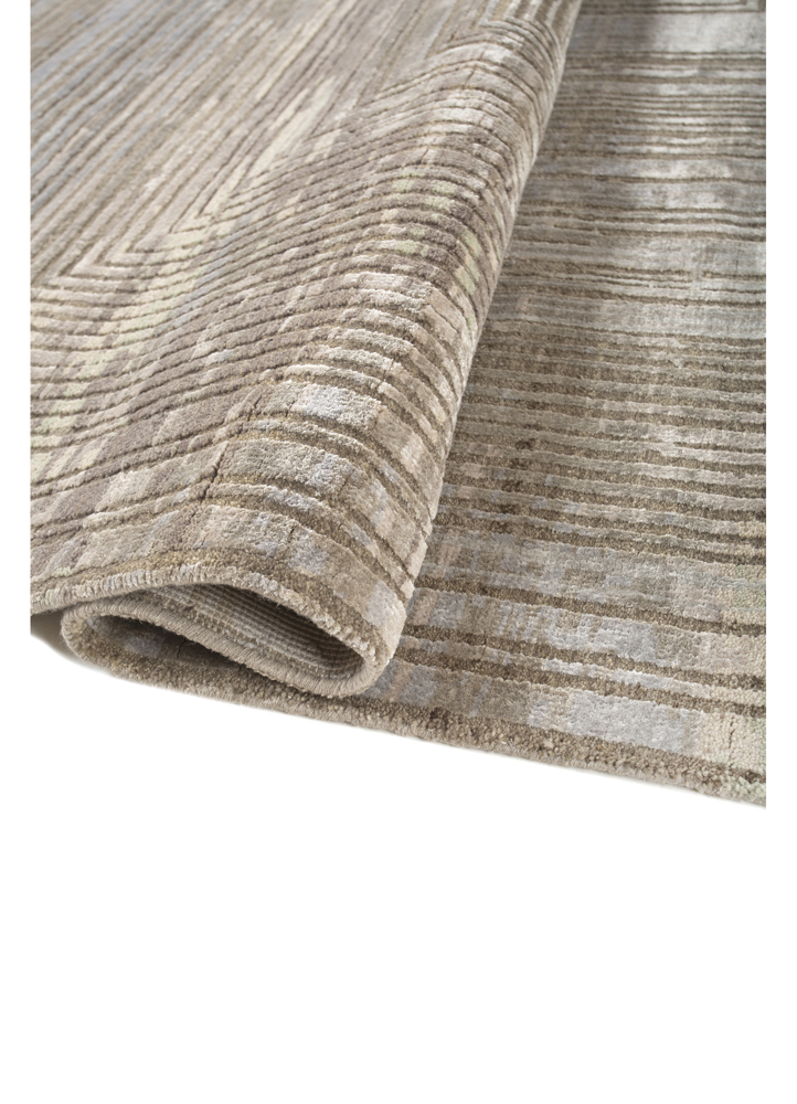 uvenuti beige and brown wool and bamboo silk hand knotted Rug - FloorShot