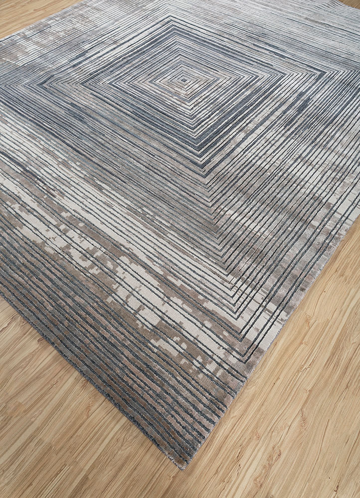 uvenuti blue wool and bamboo silk hand knotted Rug - FloorShot