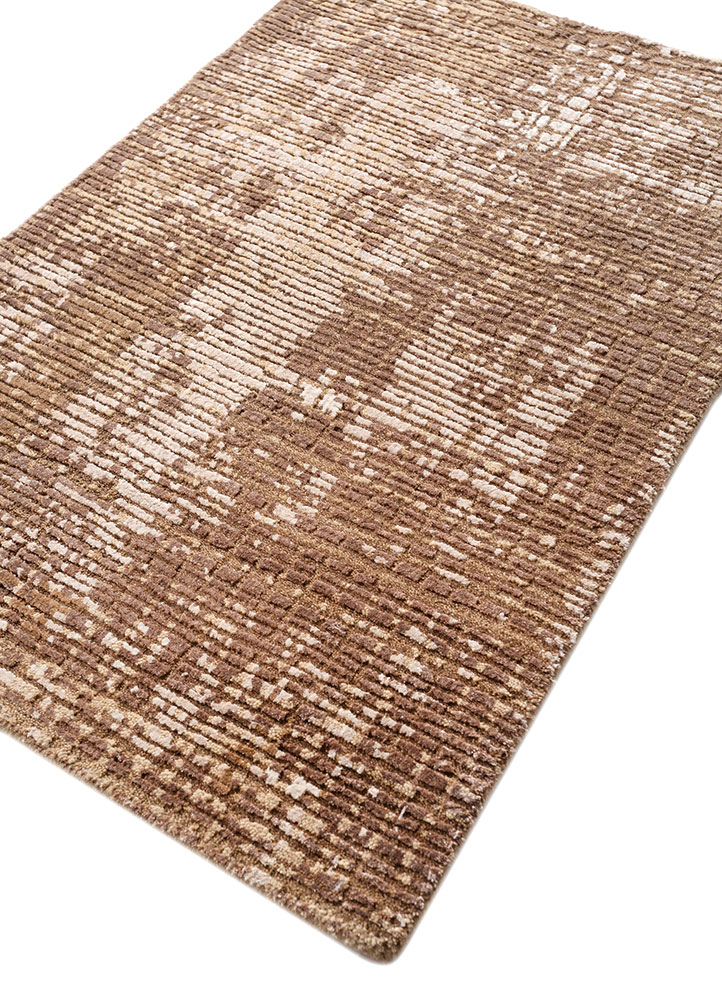 uvenuti beige and brown wool and bamboo silk hand knotted Rug - FloorShot