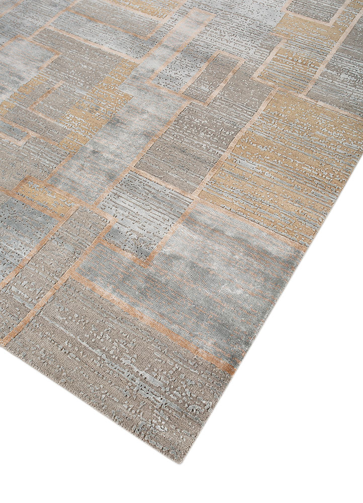 manifest grey and black wool and bamboo silk hand knotted Rug - FloorShot