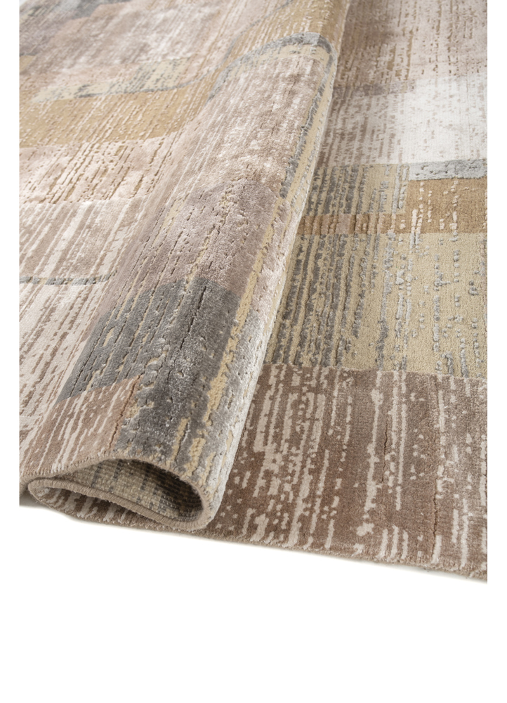 blythe beige and brown wool and bamboo silk hand knotted Rug - FloorShot