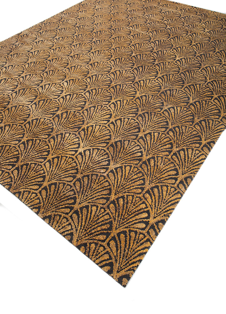azalea grey and black wool and bamboo silk hand knotted Rug - FloorShot