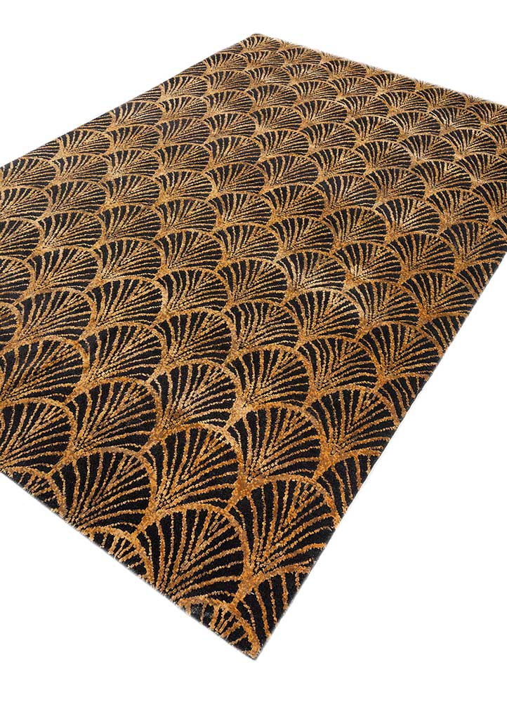 azalea grey and black wool and bamboo silk hand knotted Rug - FloorShot