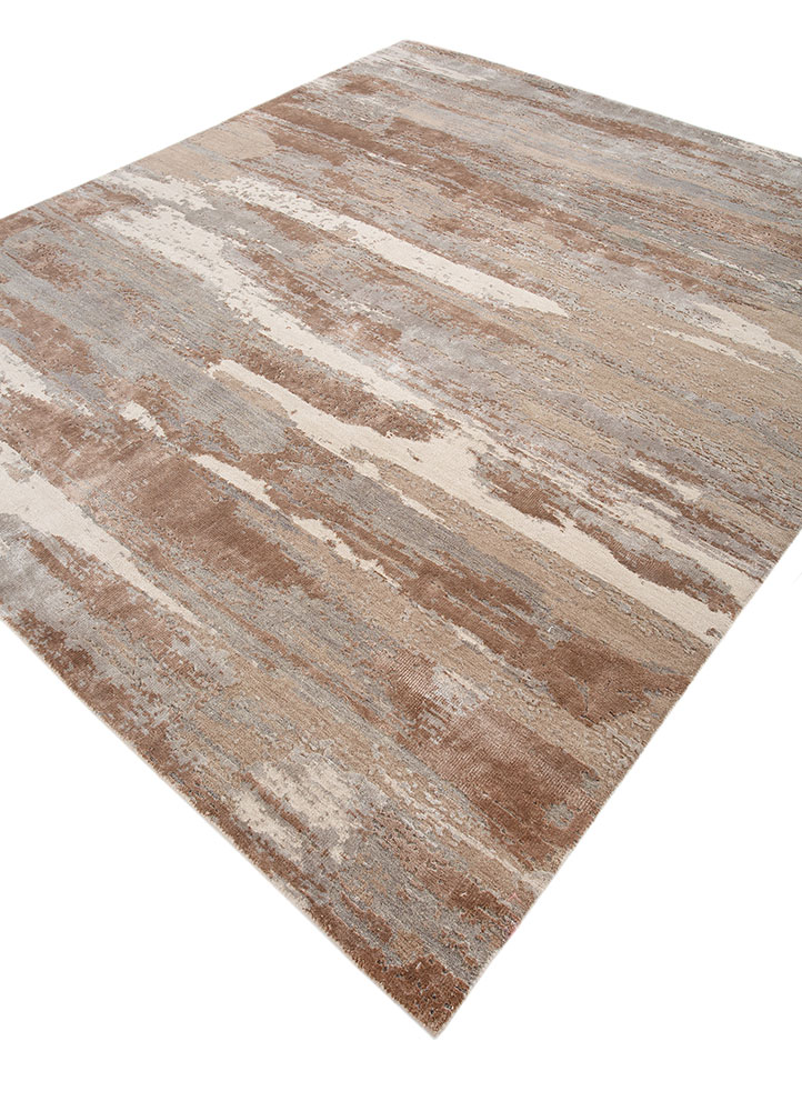 entropy ivory wool and bamboo silk hand knotted Rug - FloorShot