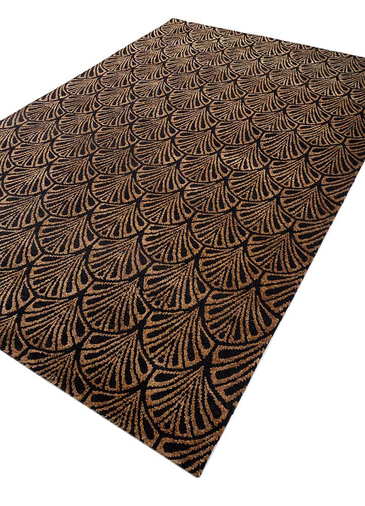 azalea grey and black wool and bamboo silk hand knotted Rug - FloorShot
