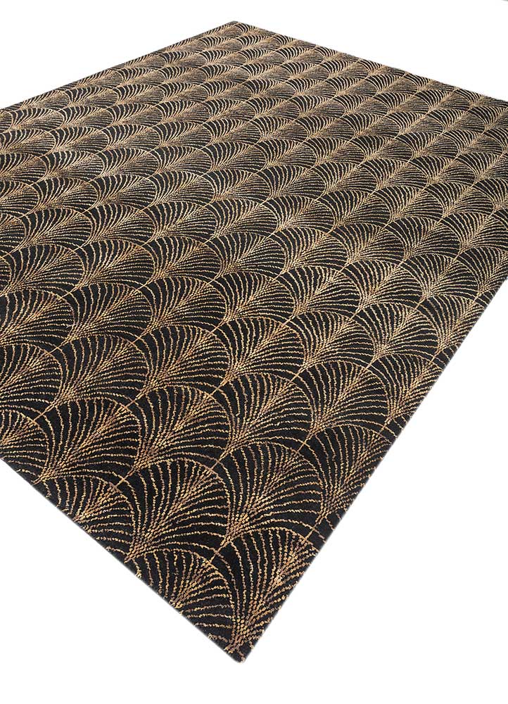 azalea grey and black wool and bamboo silk hand knotted Rug - FloorShot