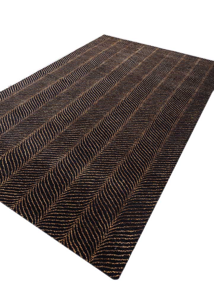 azalea grey and black wool and bamboo silk hand knotted Rug - FloorShot