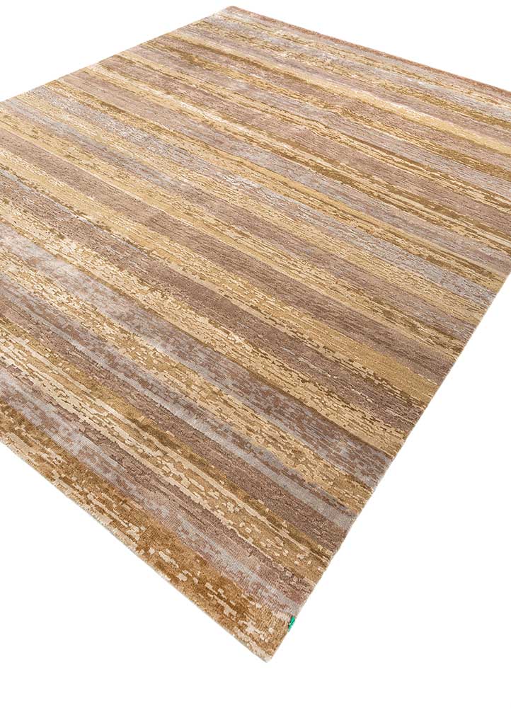 entropy gold wool and bamboo silk hand knotted Rug - FloorShot