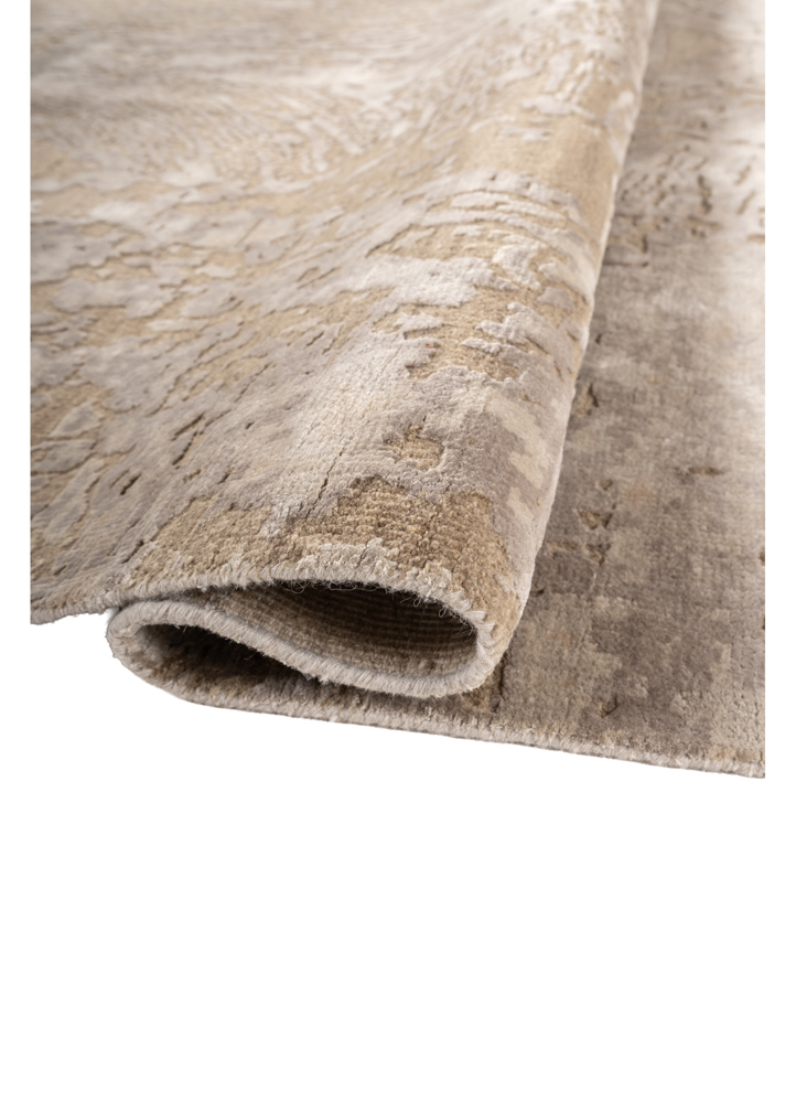uvenuti beige and brown wool and bamboo silk hand knotted Rug - FloorShot