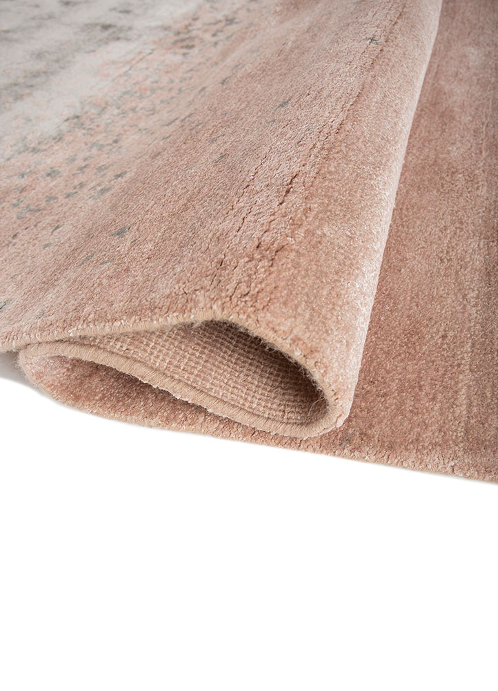 urban pause by kavi pink and purple wool and bamboo silk hand knotted Rug - FloorShot