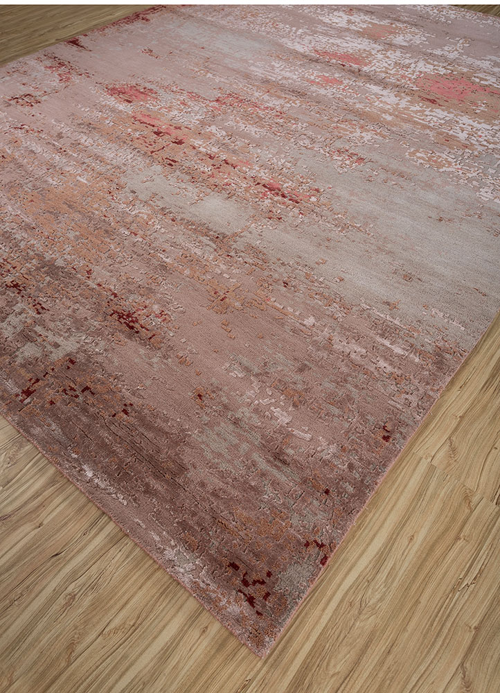uvenuti pink and purple wool and bamboo silk hand knotted Rug - FloorShot