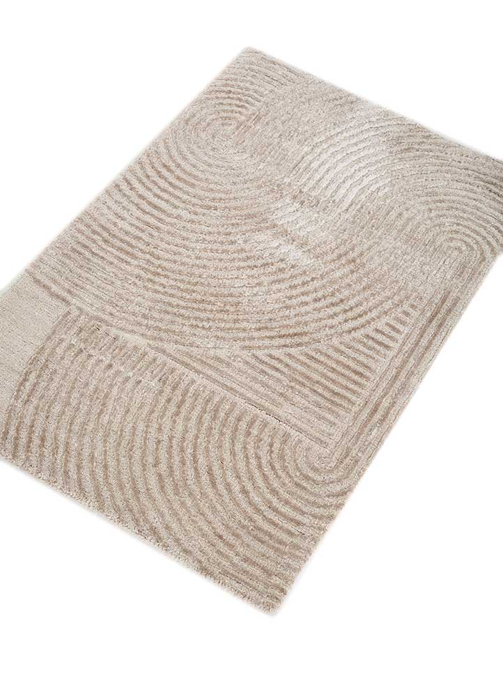 azalea ivory wool and bamboo silk hand knotted Rug - FloorShot