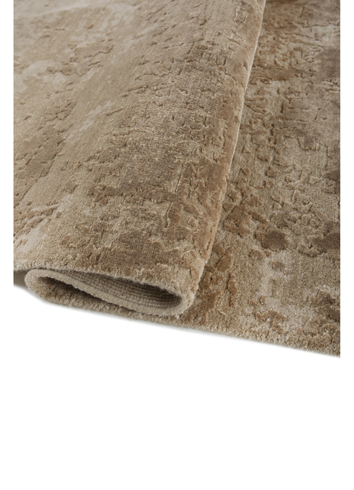 uvenuti beige and brown wool and bamboo silk hand knotted Rug - FloorShot