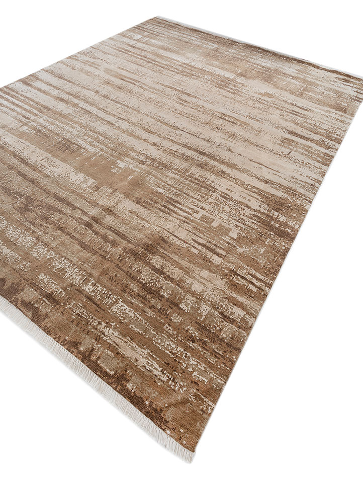 entropy ivory wool and silk hand knotted Rug - FloorShot