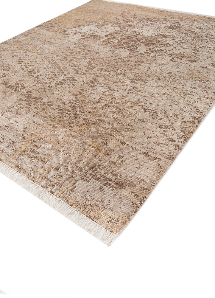 entropy beige and brown afghan wool hand knotted Rug - FloorShot