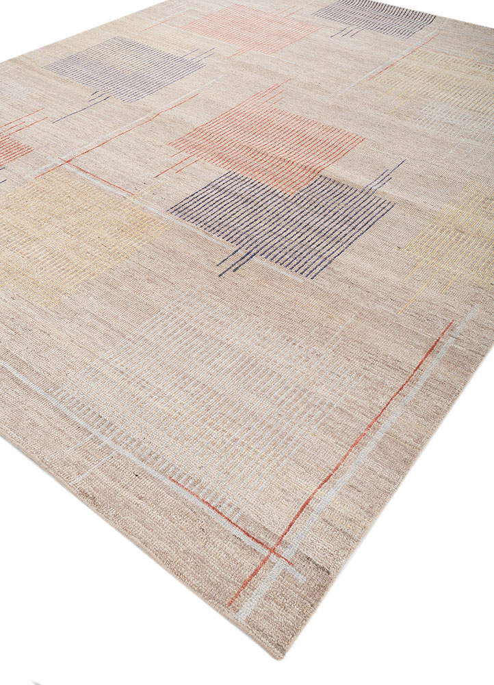 blythe beige and brown wool hand knotted Rug - FloorShot