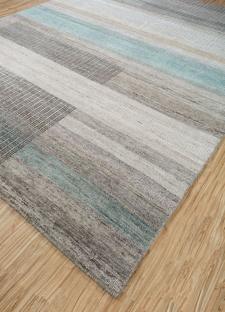 blythe blue afghan wool hand knotted Rug - FloorShot