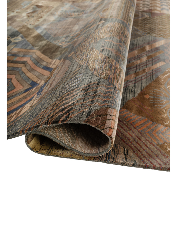 manchaha green silk hand knotted Rug - FloorShot