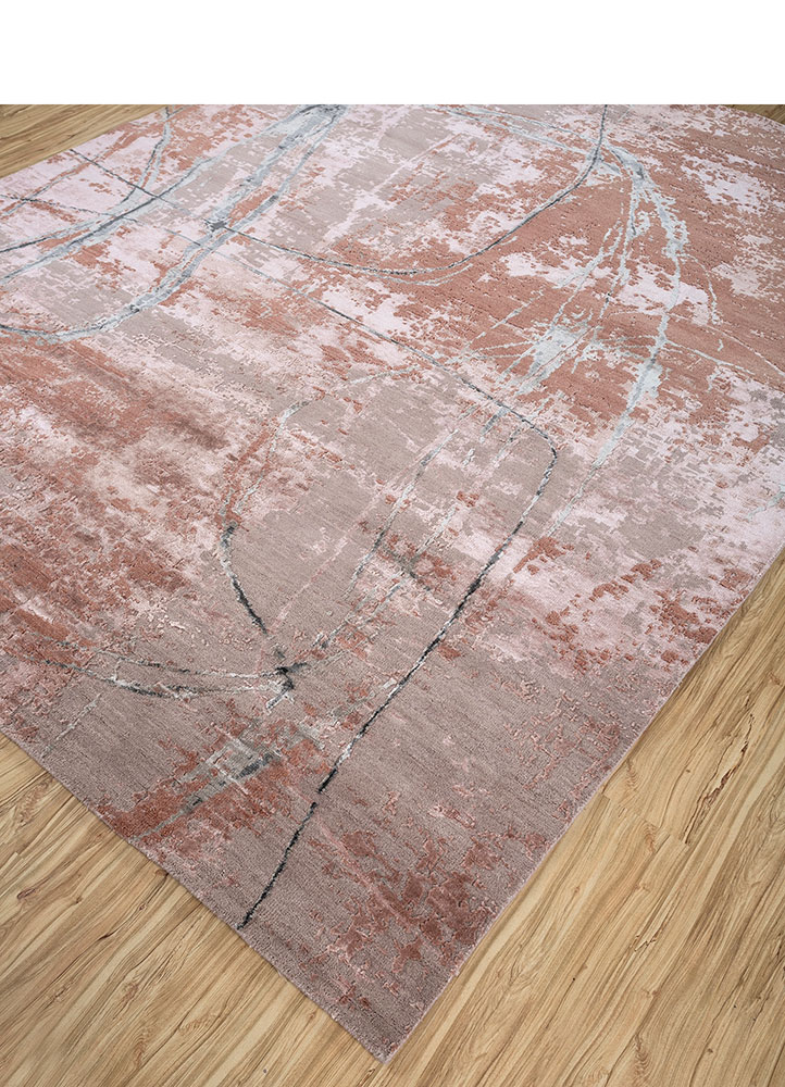 free verse by kavi pink and purple wool and bamboo silk hand knotted Rug - FloorShot
