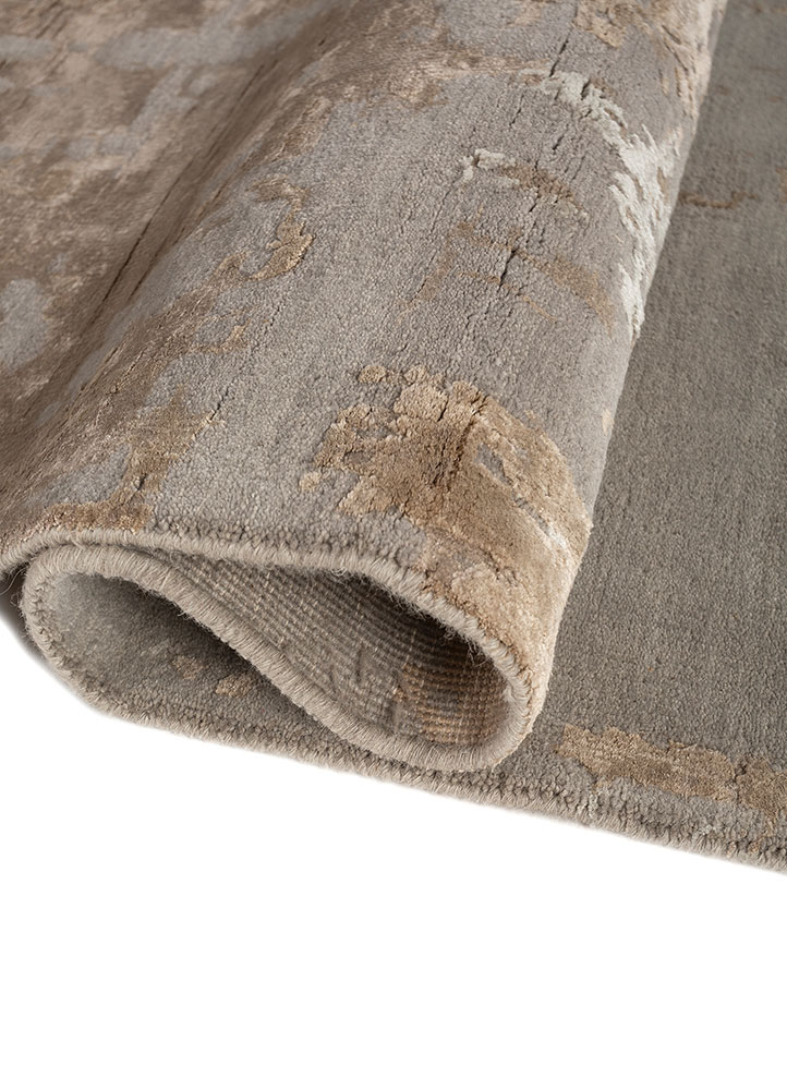 chaos theory by kavi grey and black wool and bamboo silk hand knotted Rug - FloorShot