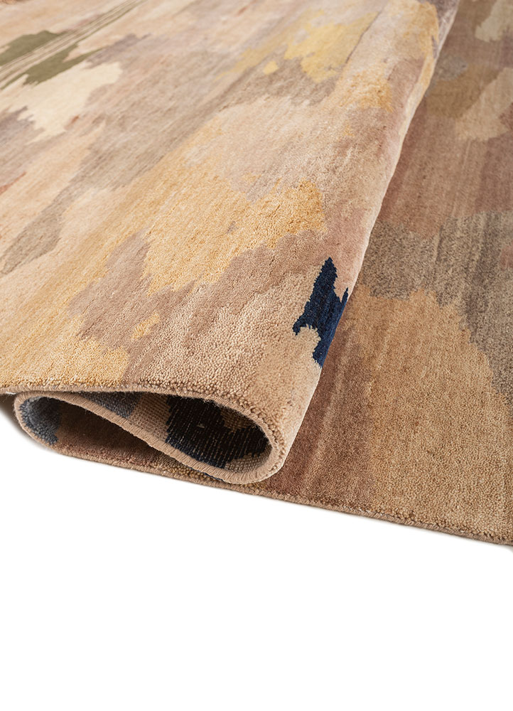manchaha red and orange wool and silk hand knotted Rug - FloorShot