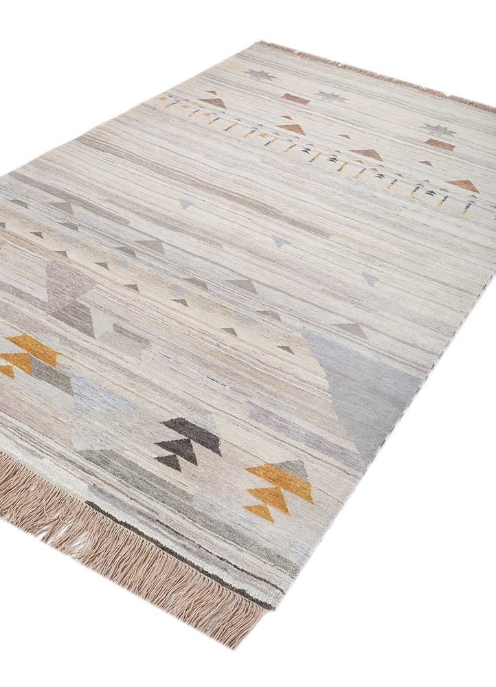 freedom manchaha grey and black wool and silk hand knotted Rug - FloorShot