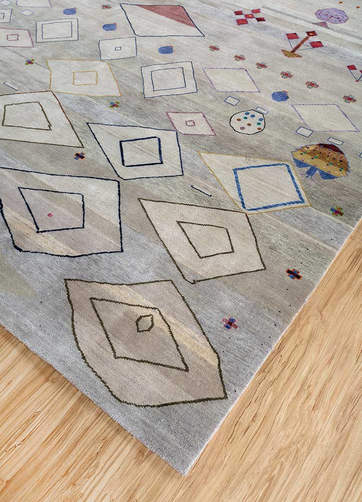 freedom manchaha ivory wool and silk hand knotted Rug - FloorShot