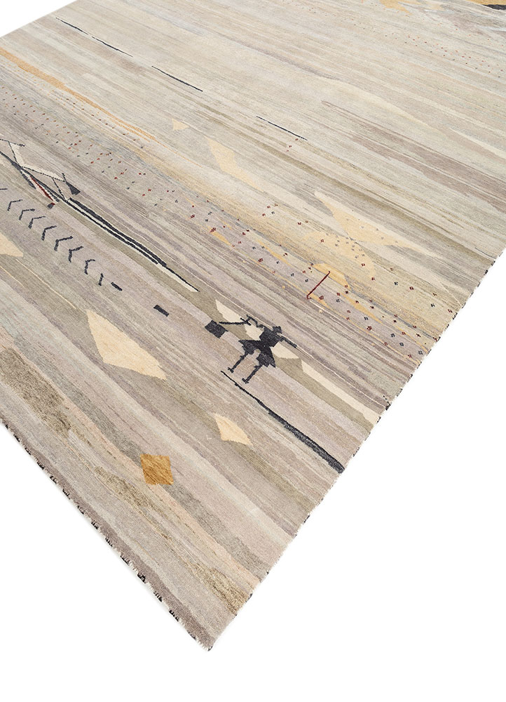 freedom manchaha blue wool and silk hand knotted Rug - FloorShot