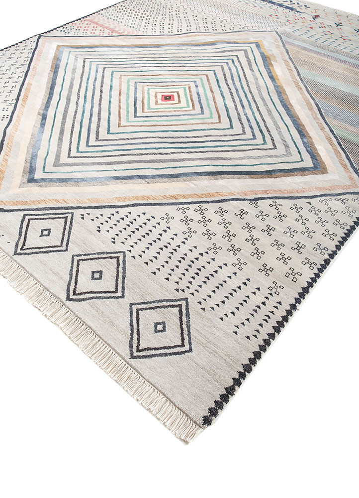 freedom manchaha ivory wool and silk hand knotted Rug - FloorShot